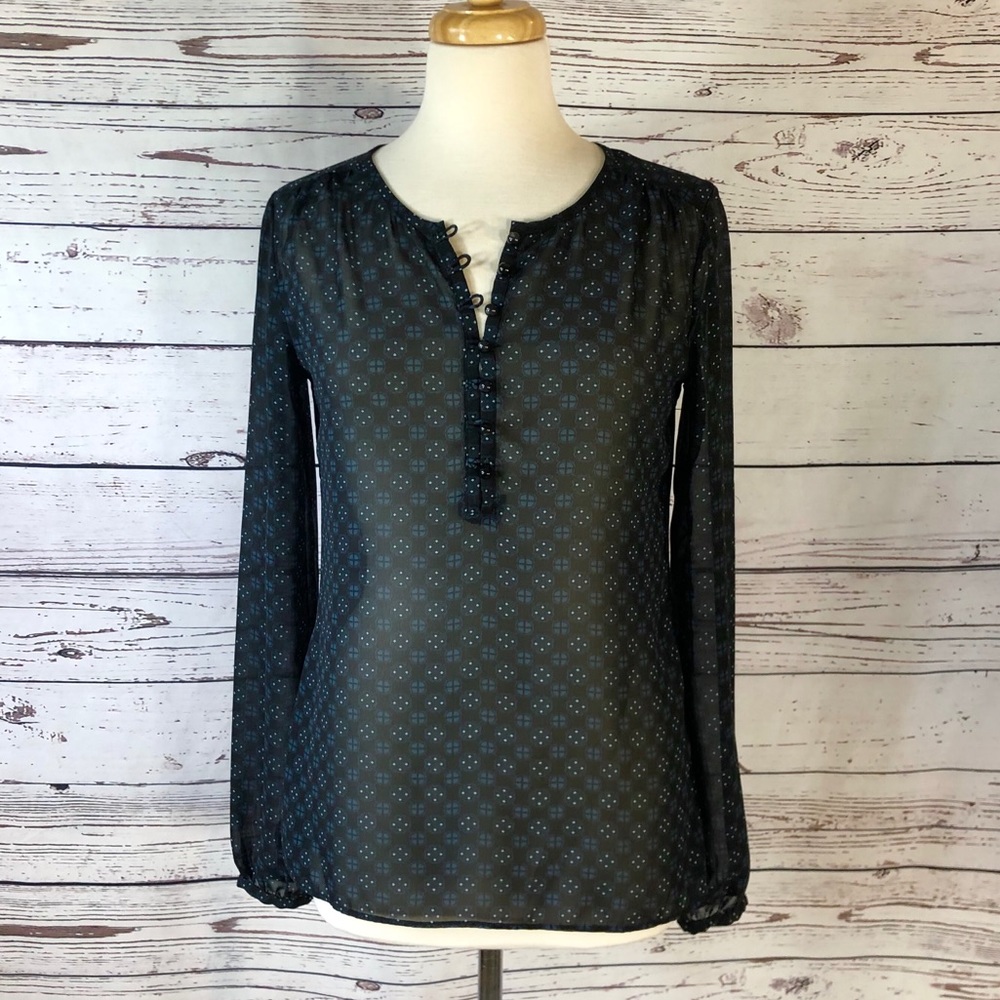 Boho Mossimo Sheer Black Print Tunic